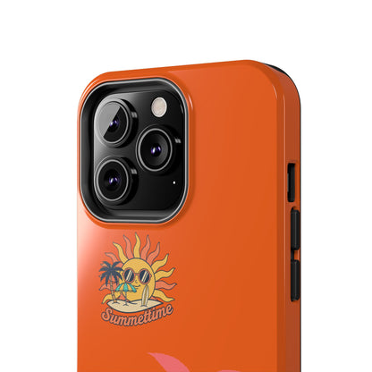 Summertime Palm Tough Phone Case — Retro Sun & Pink Palm Tropical Protective Cover