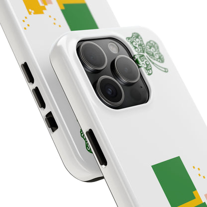 St. Patrick's Pixel Leprechaun Tough Phone Case — Shamrock & Beer Mug