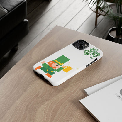 St. Patrick’s Pixel Leprechaun Phone Case — Cute Retro Gaming Clover Design