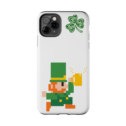 St. Patrick's Pixel Leprechaun Tough Phone Case — Shamrock & Beer Mug