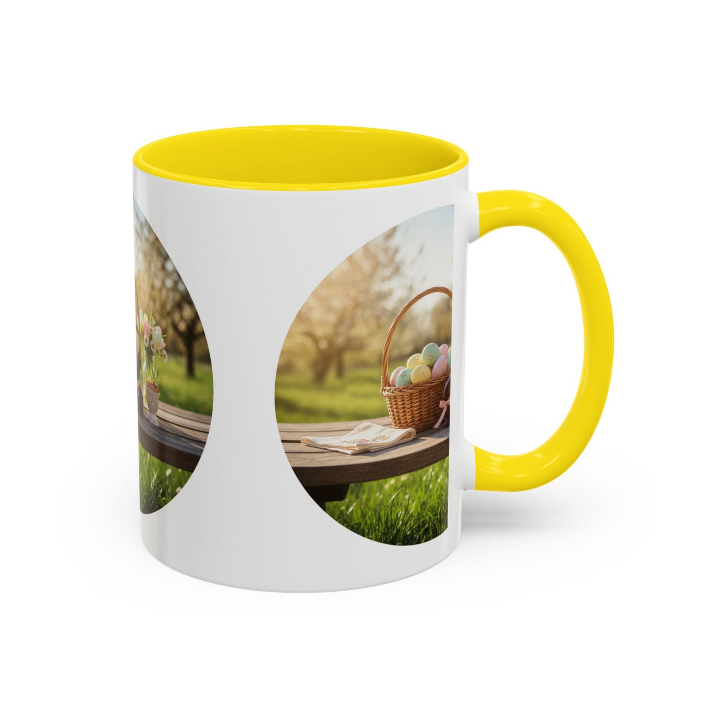 Easter Basket Coffee Mug — Spring Pastel Egg Design (11/15oz Accent Mug)