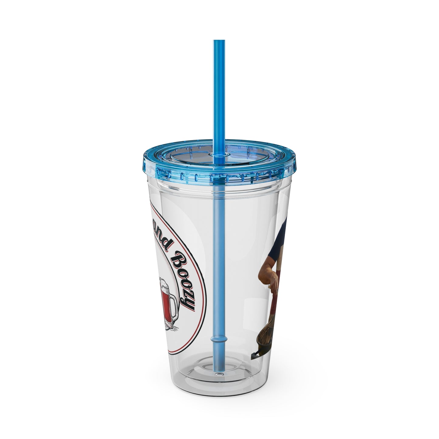 16oz Sunsplash Tumbler with Straw — Beach BBQ Graphic Travel Cup