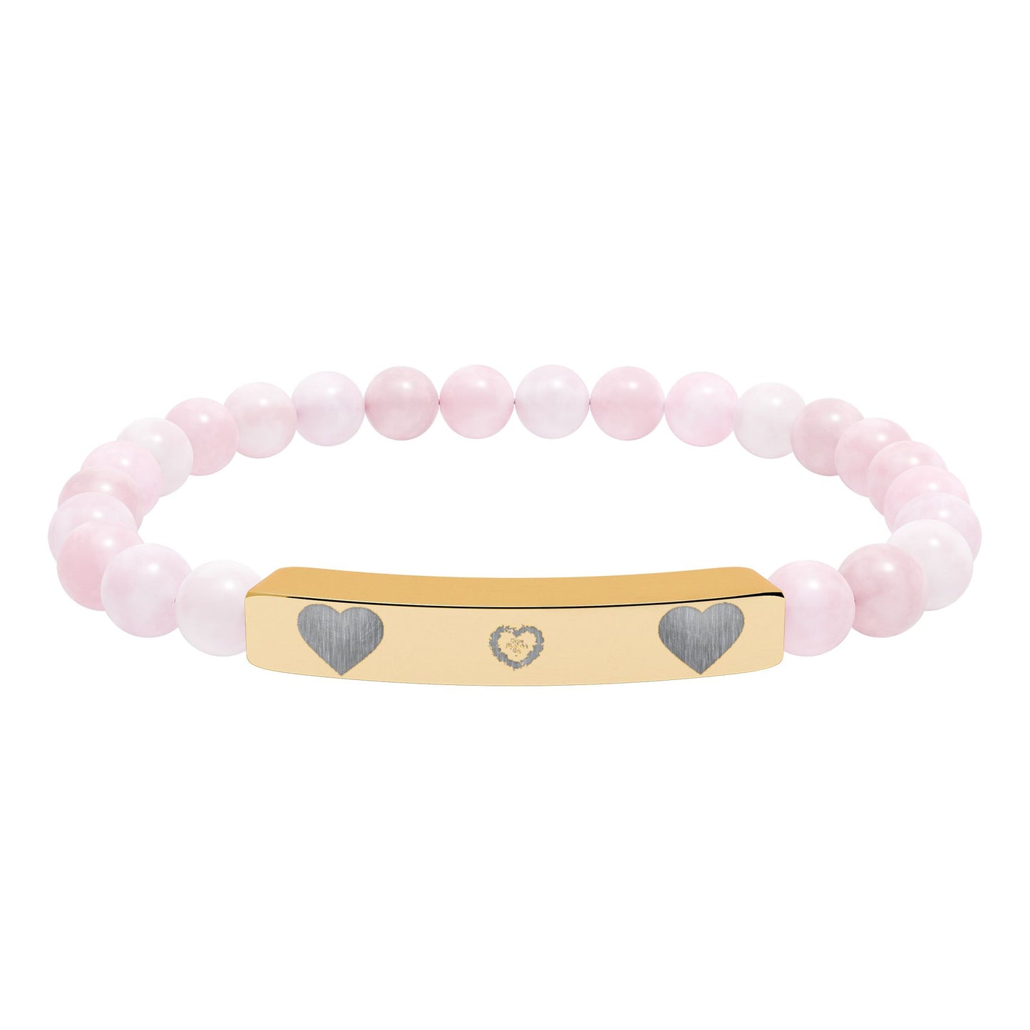 Engravable Natural Stone Stretch Bracelet — Heart Bar Beaded Bracelet