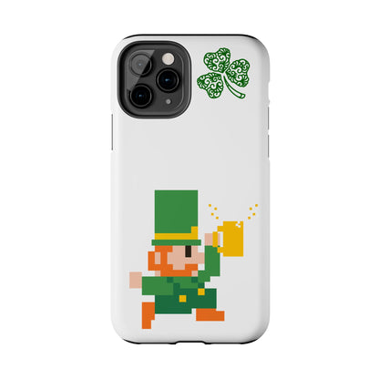 St. Patrick's Pixel Leprechaun Tough Phone Case — Shamrock & Beer Mug