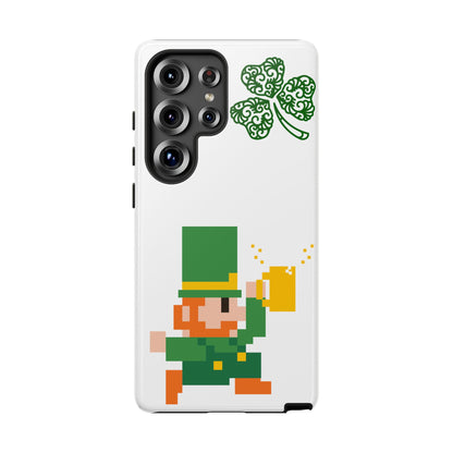 St. Patrick’s Pixel Leprechaun Phone Case — Cute Retro Gaming Clover Design