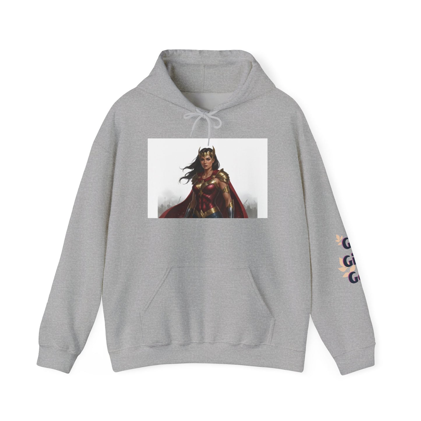 Wonder Woman Hoodie — Vintage Superhero Graphic Sweatshirt ('Go girl' sleeve)