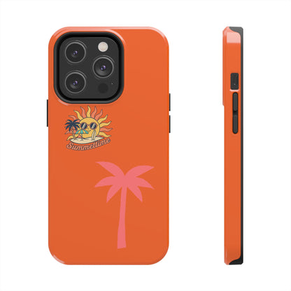 Summertime Palm Tough Phone Case — Retro Sun & Pink Palm Tropical Protective Cover