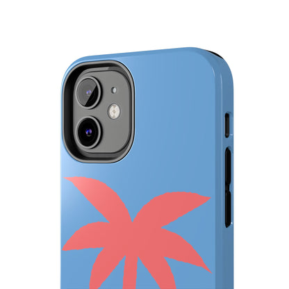 Tough Phone Case — Coral Palm on Sky Blue (Durable Protective Phone Cover)