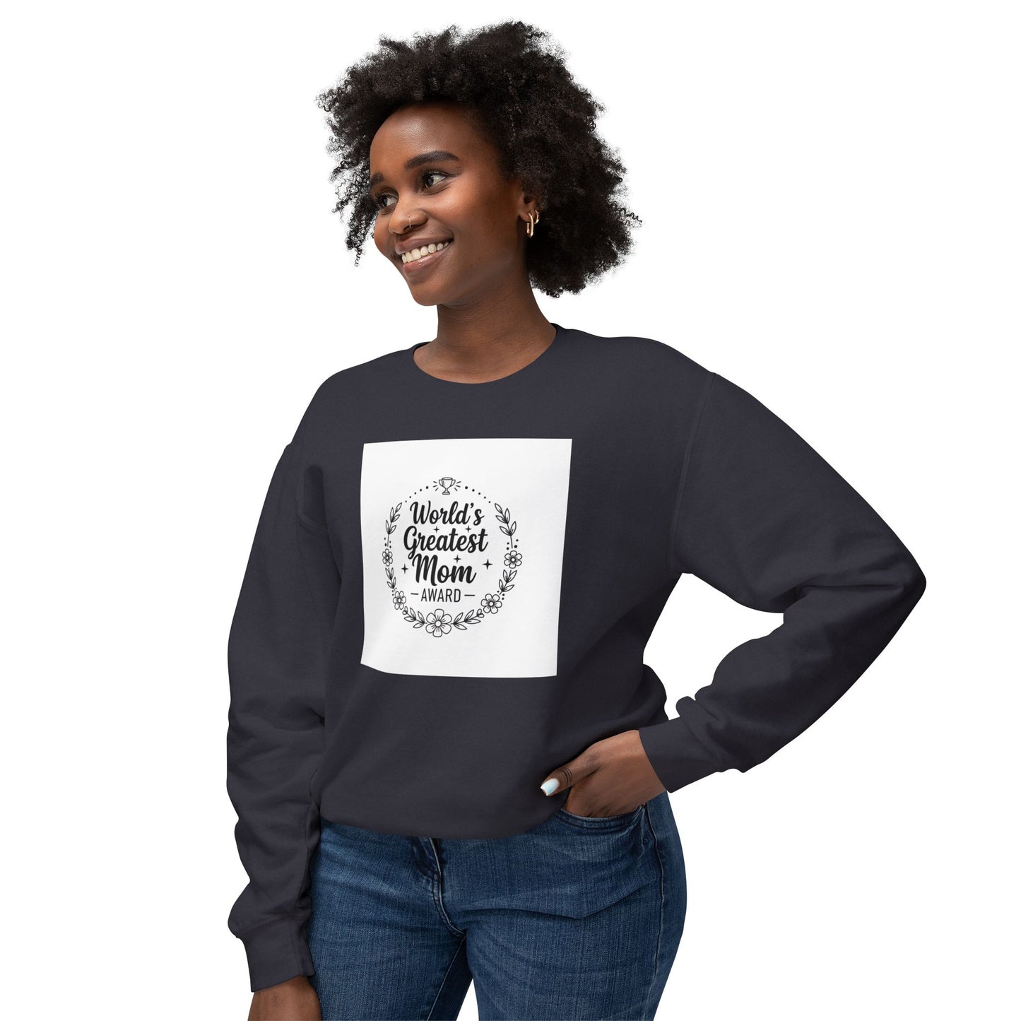 World's Greatest Mom Crewneck Sweatshirt – Floral Award Design, Mother's Day Gift