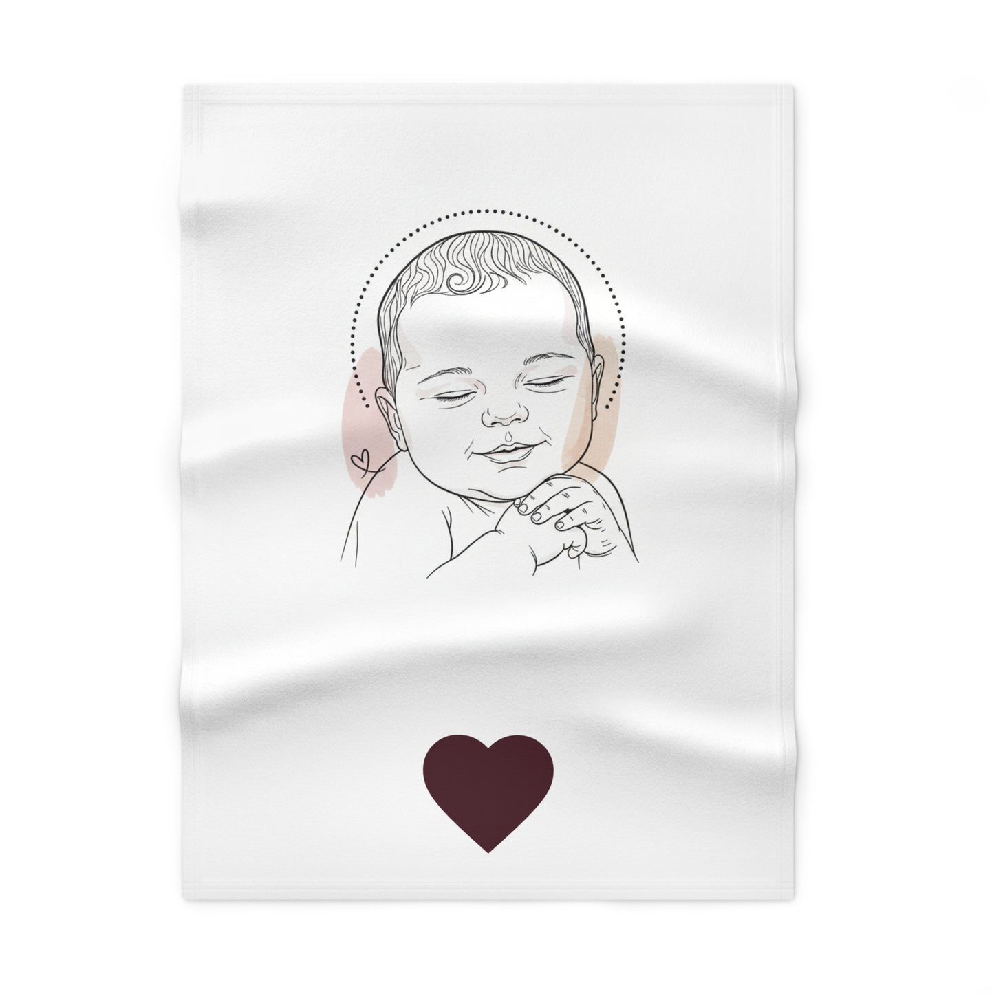 Baby Prayer Fleece Blanket - Peaceful Sleeping Infant Design with Heart