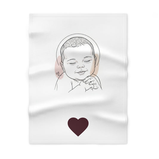 Baby Prayer Fleece Blanket - Peaceful Sleeping Infant Design with Heart