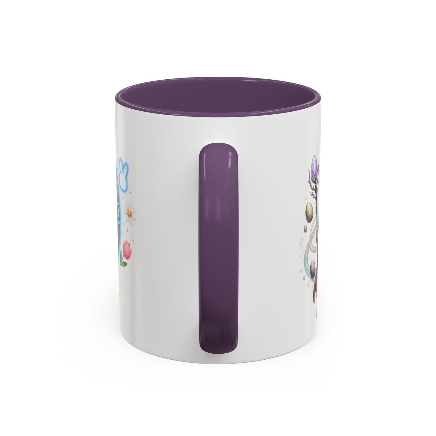 Easter Egg Accent Coffee Mug — Colorful Floral Bunny Design (11/15oz)