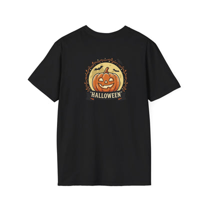 Halloween Pumpkin Graphic T-Shirt — "Happy Haunting" Cute Cat Jack-o'-Lantern Tee