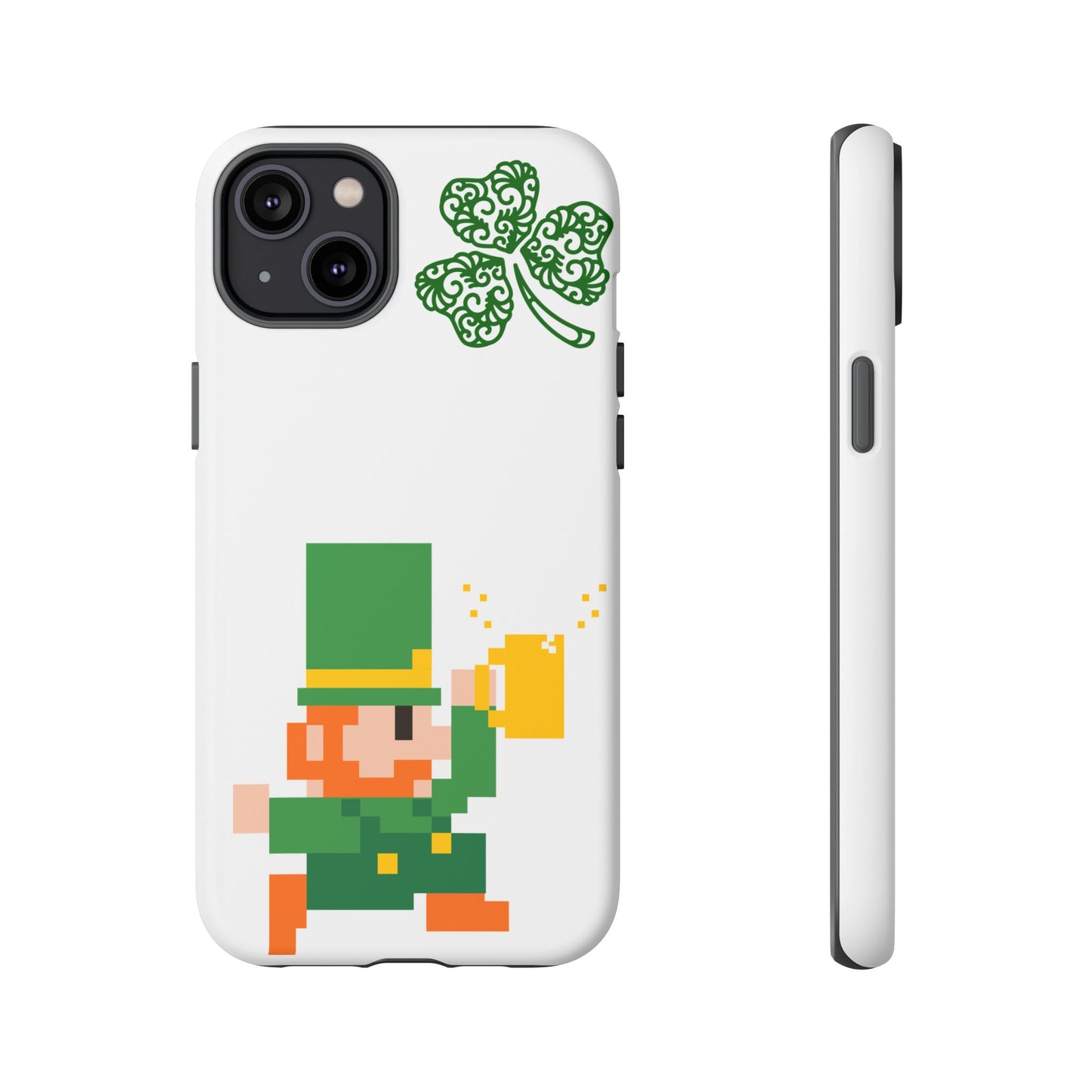 St. Patrick’s Pixel Leprechaun Phone Case — Cute Retro Gaming Clover Design