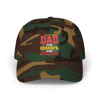 Dad Grandpa Classic Cap — Vintage Stacked Titles Hat ("Dad, Grandpa")