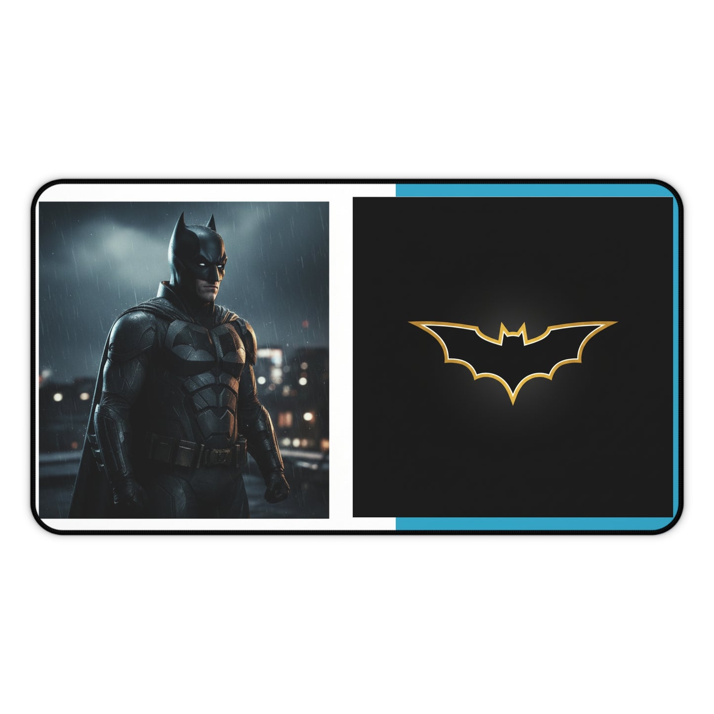Batman Desk Mat — Dark Knight Gaming & Office Mouse Pad with Gold Bat Emblem