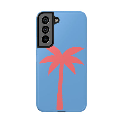 Tough Phone Case — Coral Palm on Sky Blue (Durable Protective Phone Cover)