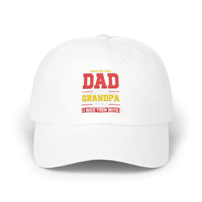 Dad Grandpa Classic Cap — Vintage Stacked Titles Hat ("Dad, Grandpa")