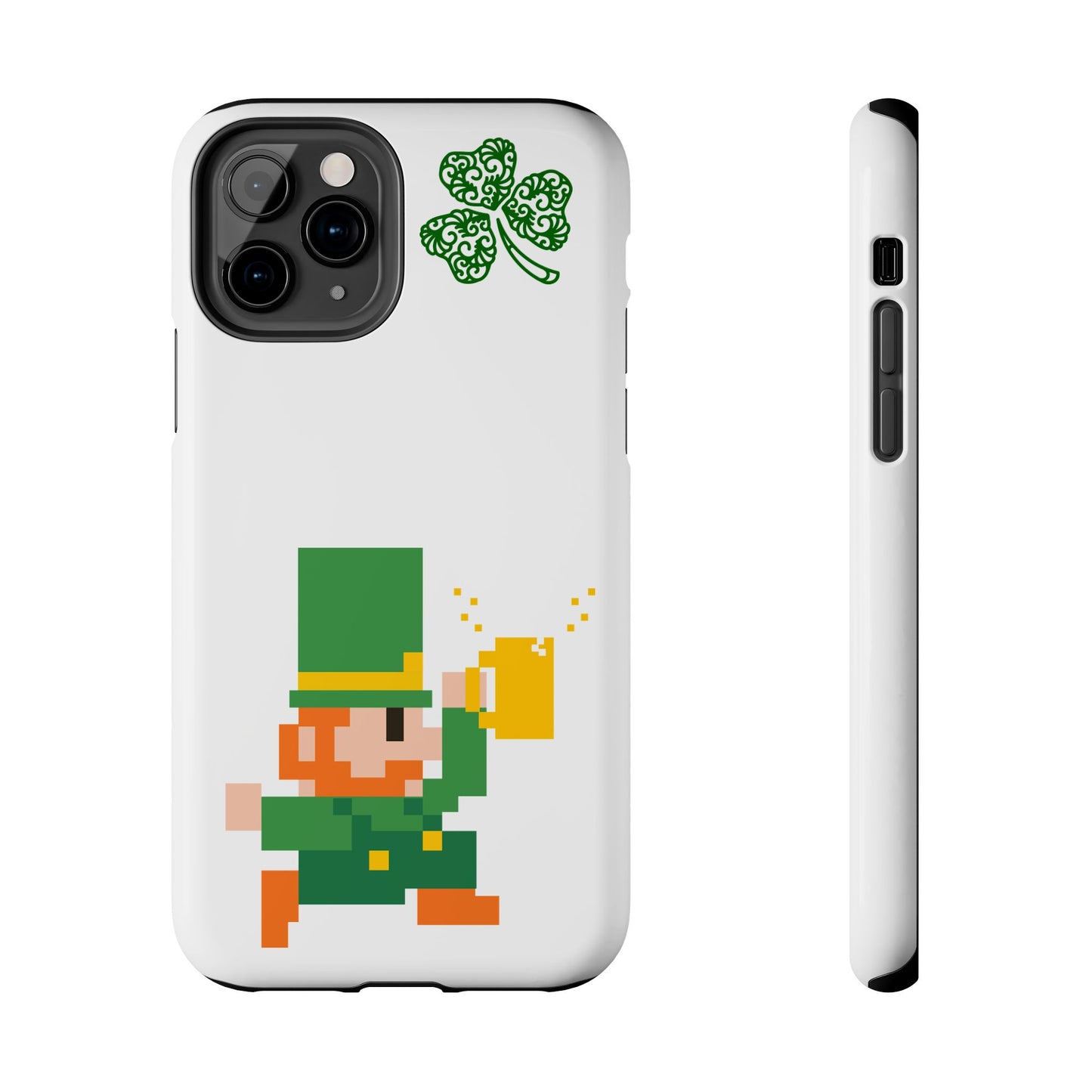 St. Patrick's Pixel Leprechaun Tough Phone Case — Shamrock & Beer Mug