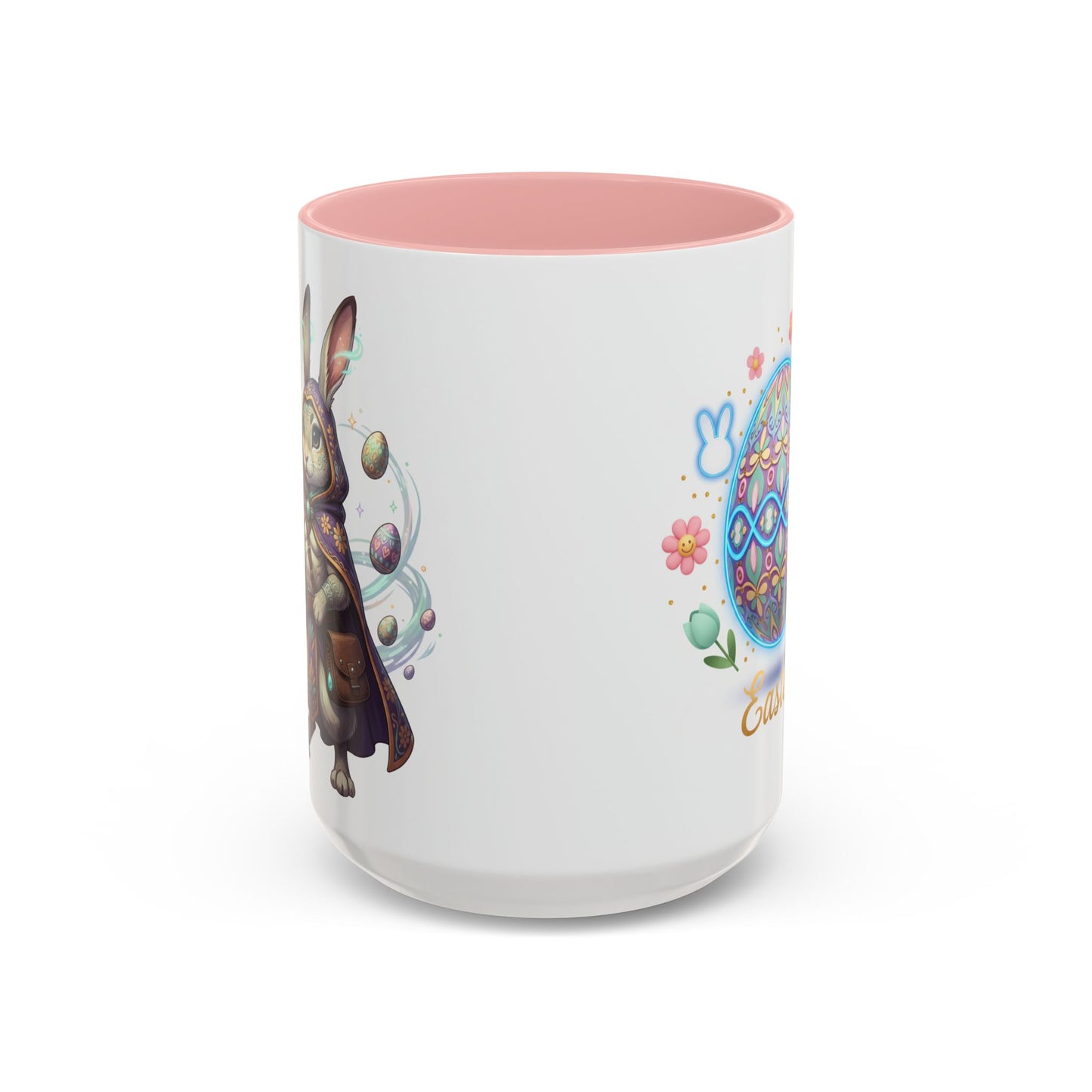 Easter Egg Accent Coffee Mug — Colorful Floral Bunny Design (11/15oz)