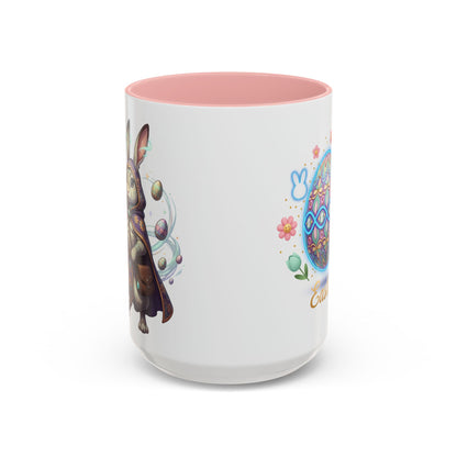 Easter Egg Accent Coffee Mug — Colorful Floral Bunny Design (11/15oz)