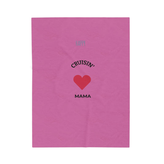 Cruisin' Mama Heart Velveteen Plush Blanket — Soft Cozy Gift for Moms