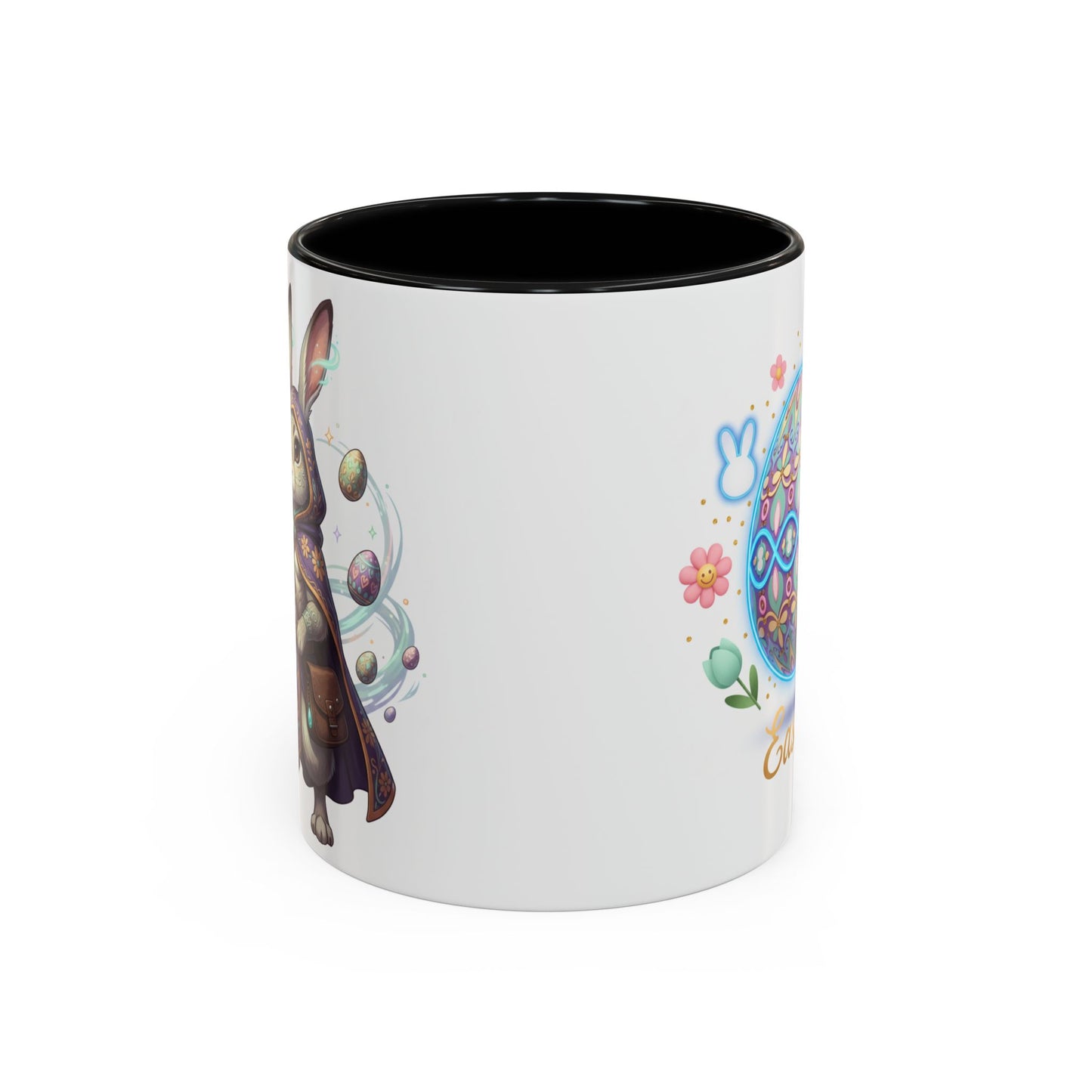 Easter Egg Accent Coffee Mug — Colorful Floral Bunny Design (11/15oz)