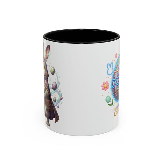 Easter Egg Accent Coffee Mug — Colorful Floral Bunny Design (11/15oz)