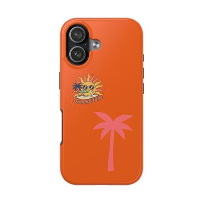 Summertime Palm Tough Phone Case — Retro Sun & Pink Palm Tropical Protective Cover
