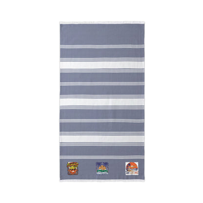 Embroidered Beach Throw Towel — Tropical Character Trio Accent