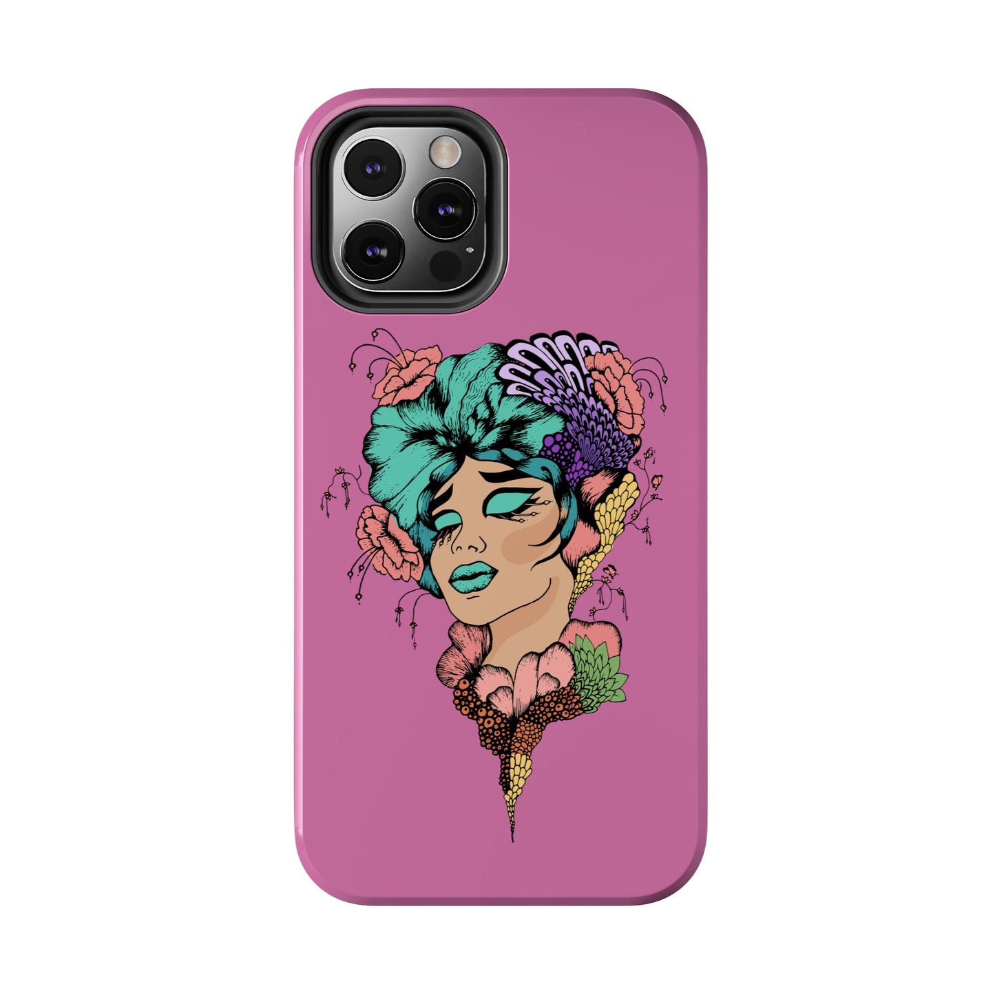 Tough Phone Case — Retro Floral Femme Illustration, Protective Art Phone Cover