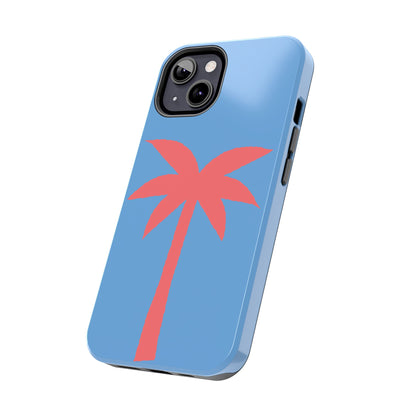 Tough Phone Case — Coral Palm on Sky Blue (Durable Protective Phone Cover)