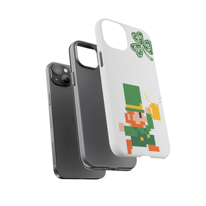 St. Patrick’s Pixel Leprechaun Phone Case — Cute Retro Gaming Clover Design