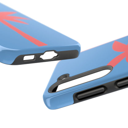 Tough Phone Case — Coral Palm on Sky Blue (Durable Protective Phone Cover)