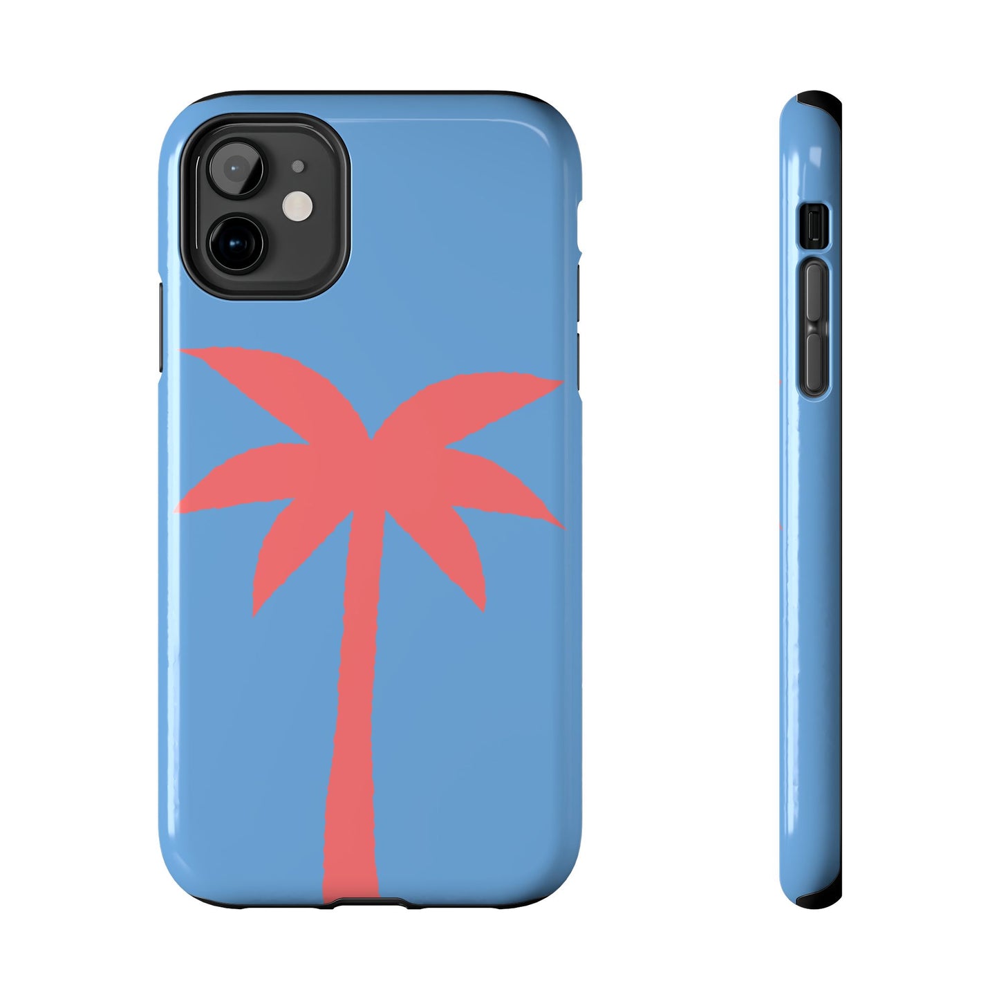 Tough Phone Case — Coral Palm on Sky Blue (Durable Protective Phone Cover)