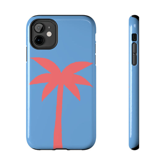 Tough Phone Case — Coral Palm on Sky Blue (Durable Protective Phone Cover)