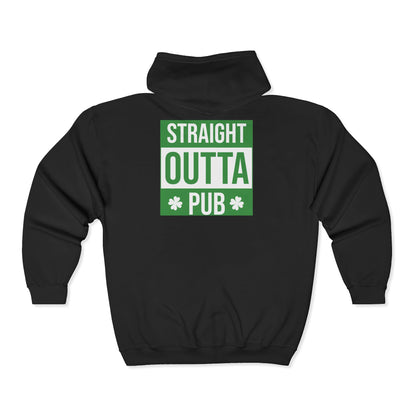 Cheers! Beer Zip Hoodie — ‘Straight Outta Pub’ St. Patrick’s Day Sweatshirt