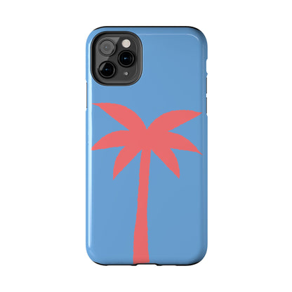 Tough Phone Case — Coral Palm on Sky Blue (Durable Protective Phone Cover)