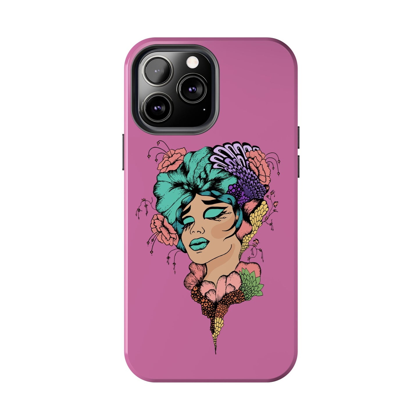 Tough Phone Case — Retro Floral Femme Illustration, Protective Art Phone Cover