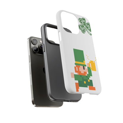 St. Patrick’s Pixel Leprechaun Phone Case — Cute Retro Gaming Clover Design