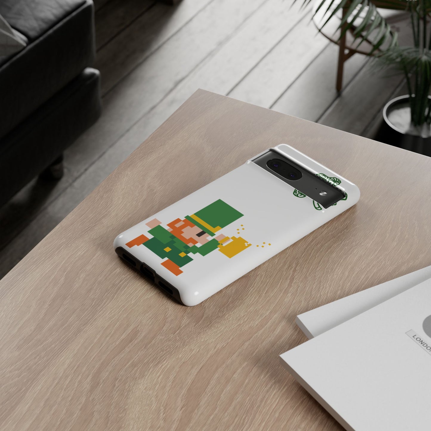 St. Patrick’s Pixel Leprechaun Phone Case — Cute Retro Gaming Clover Design