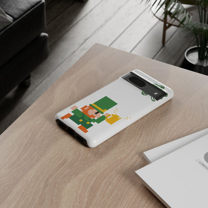 St. Patrick’s Pixel Leprechaun Phone Case — Cute Retro Gaming Clover Design