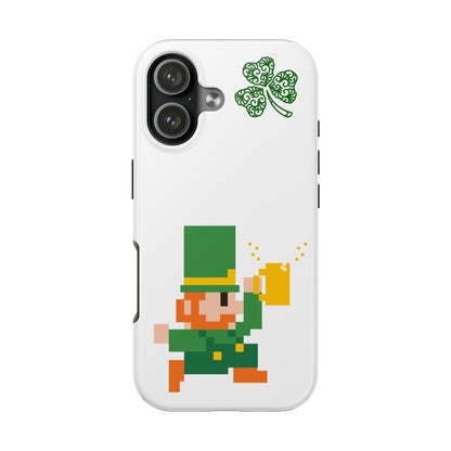 St. Patrick's Pixel Leprechaun Tough Phone Case — Shamrock & Beer Mug