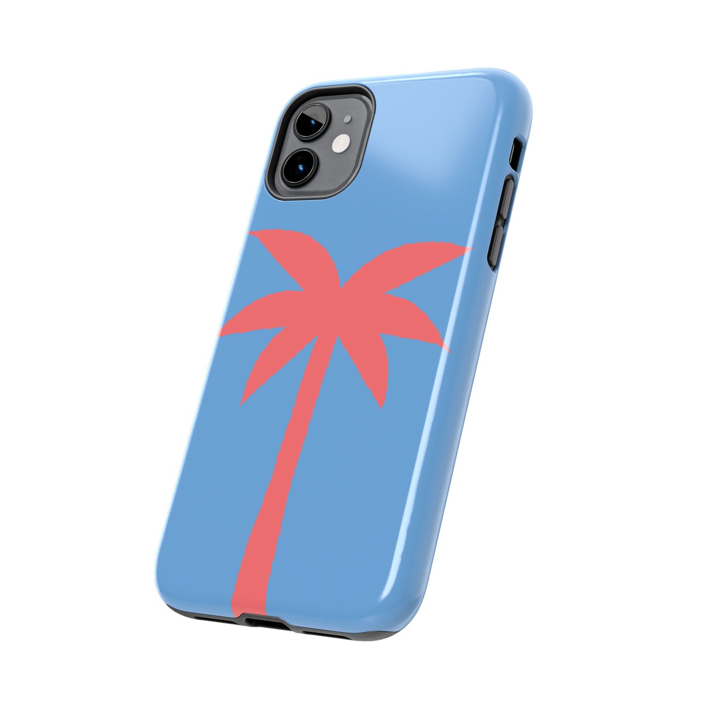 Tough Phone Case — Coral Palm on Sky Blue (Durable Protective Phone Cover)
