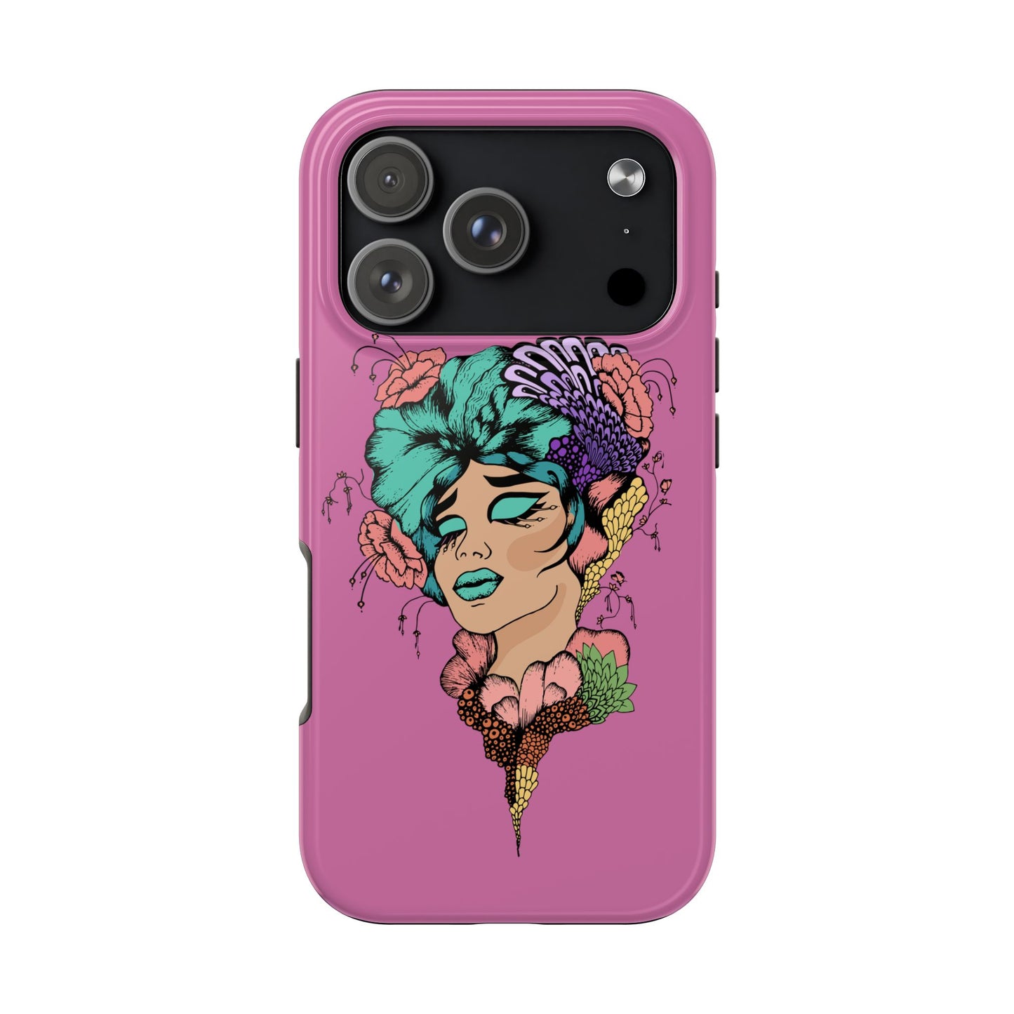 Tough Phone Case — Retro Floral Femme Illustration, Protective Art Phone Cover
