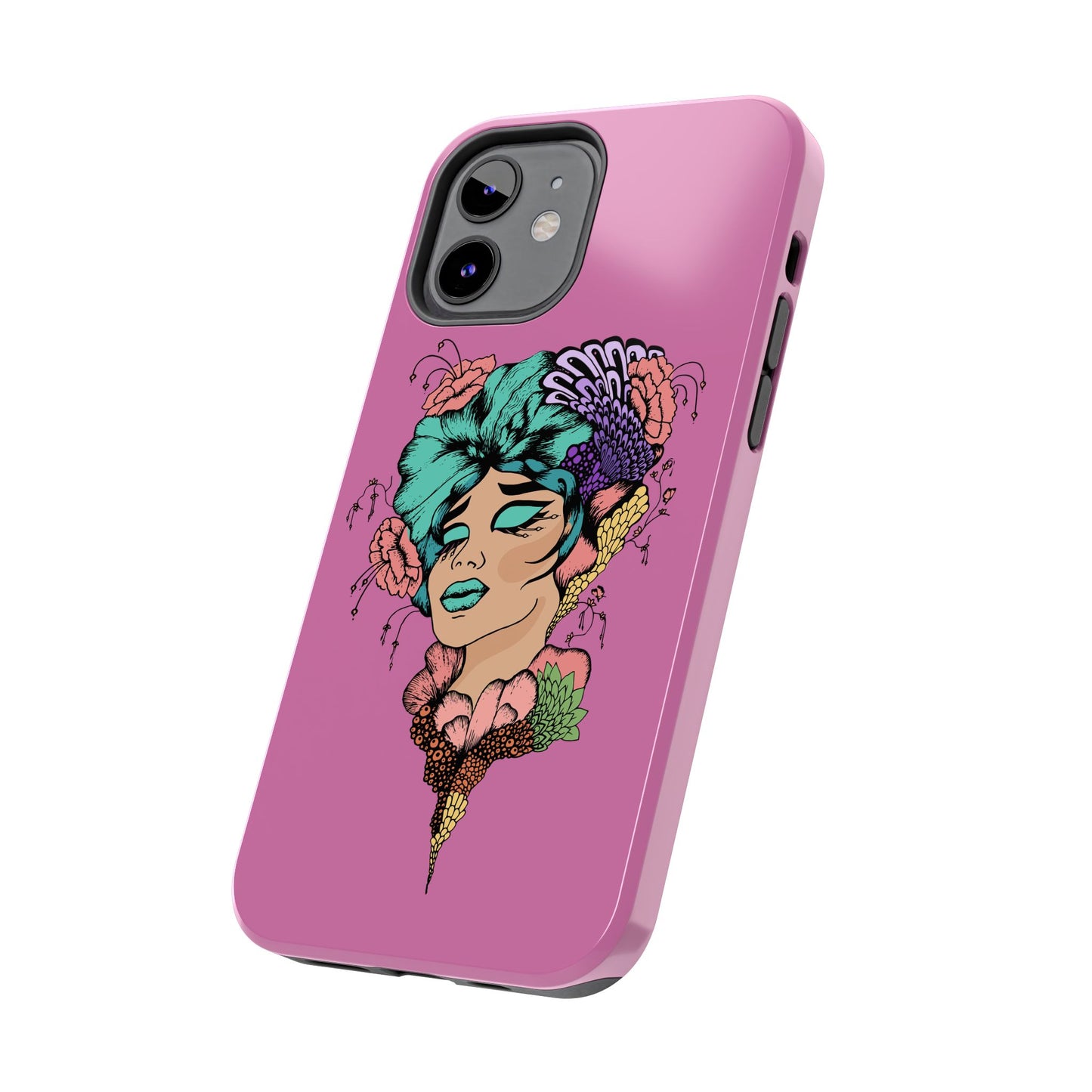 Tough Phone Case — Retro Floral Femme Illustration, Protective Art Phone Cover