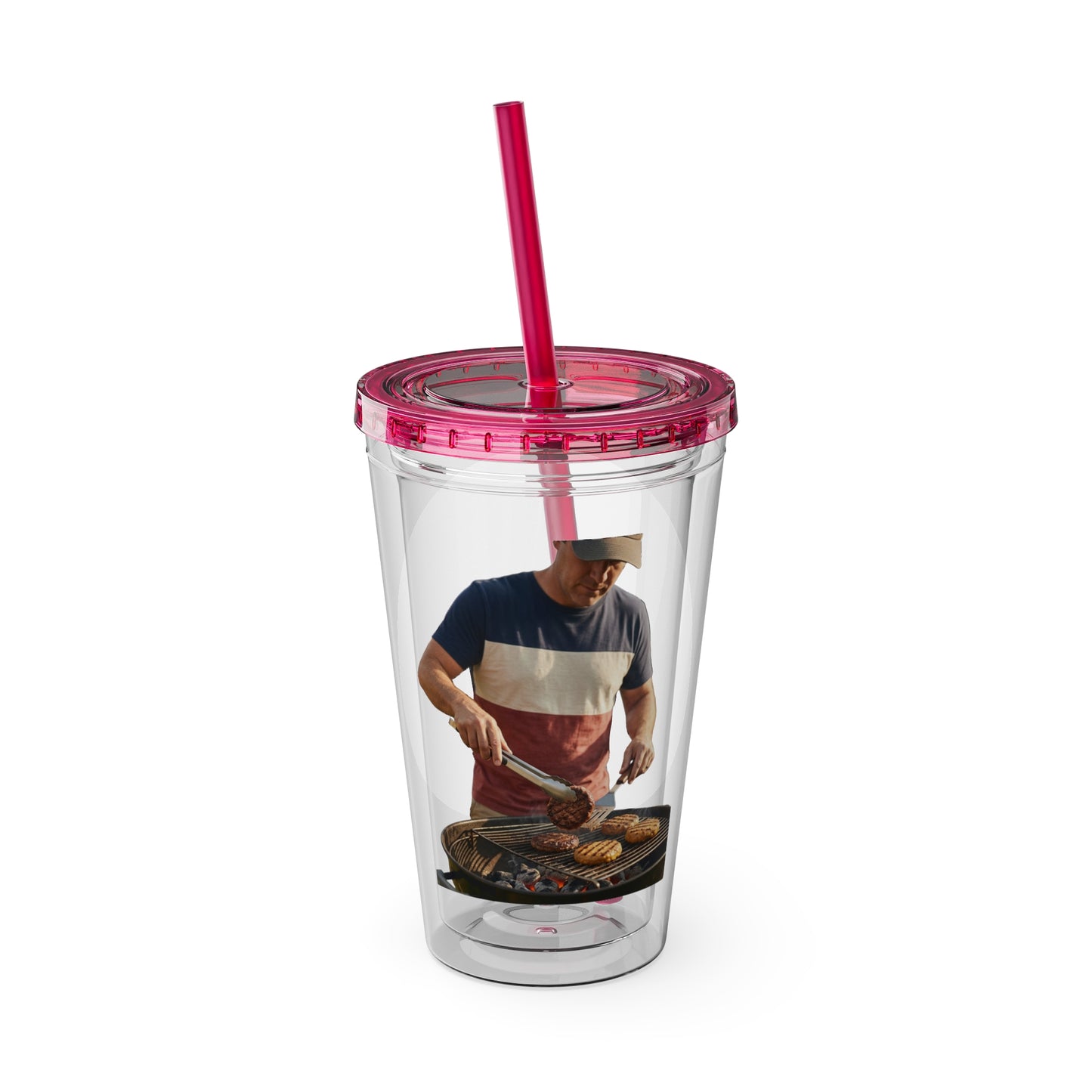 16oz Sunsplash Tumbler with Straw — Beach BBQ Graphic Travel Cup