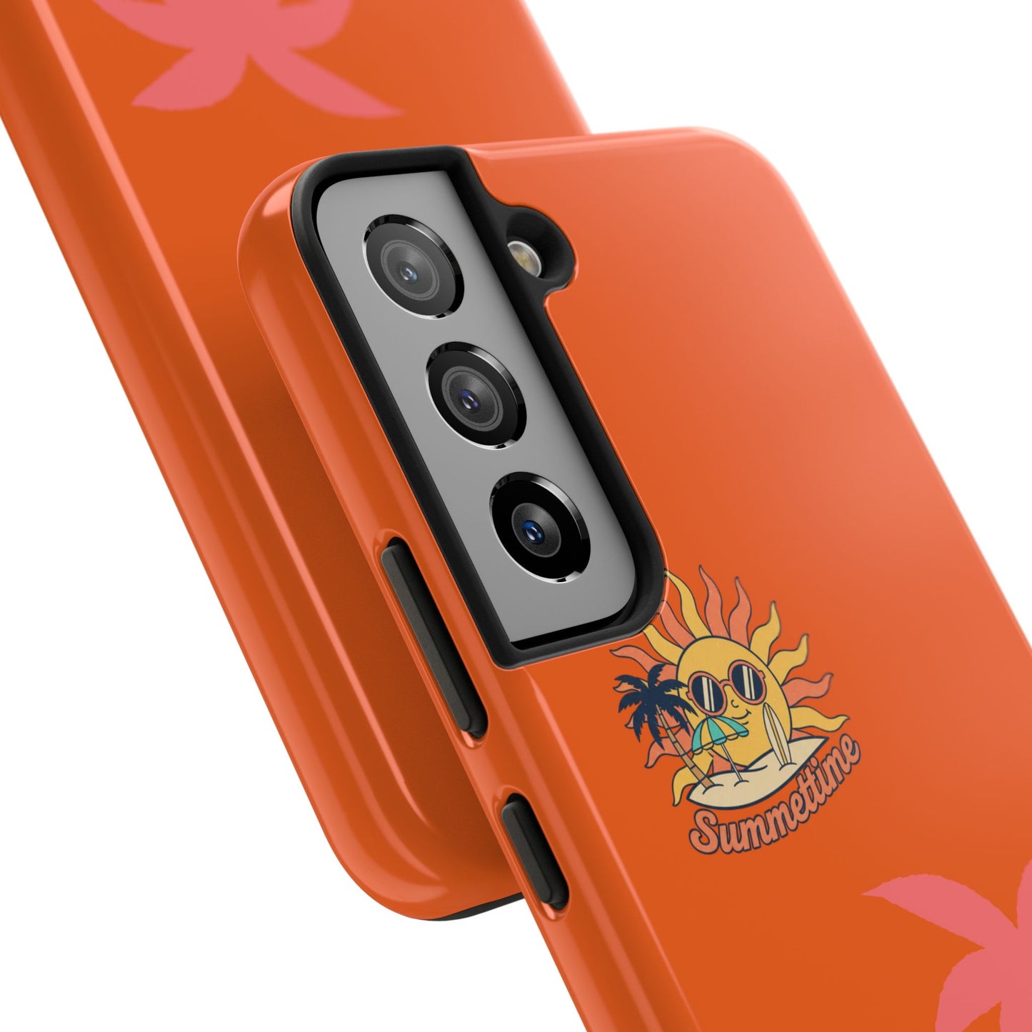 Summertime Palm Tough Phone Case — Retro Sun & Pink Palm Tropical Protective Cover