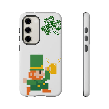 St. Patrick’s Pixel Leprechaun Phone Case — Cute Retro Gaming Clover Design
