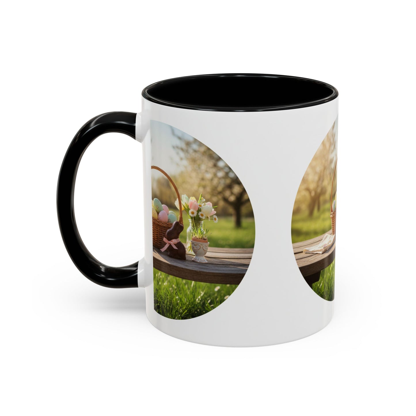 Easter Basket Coffee Mug — Spring Pastel Egg Design (11/15oz Accent Mug)